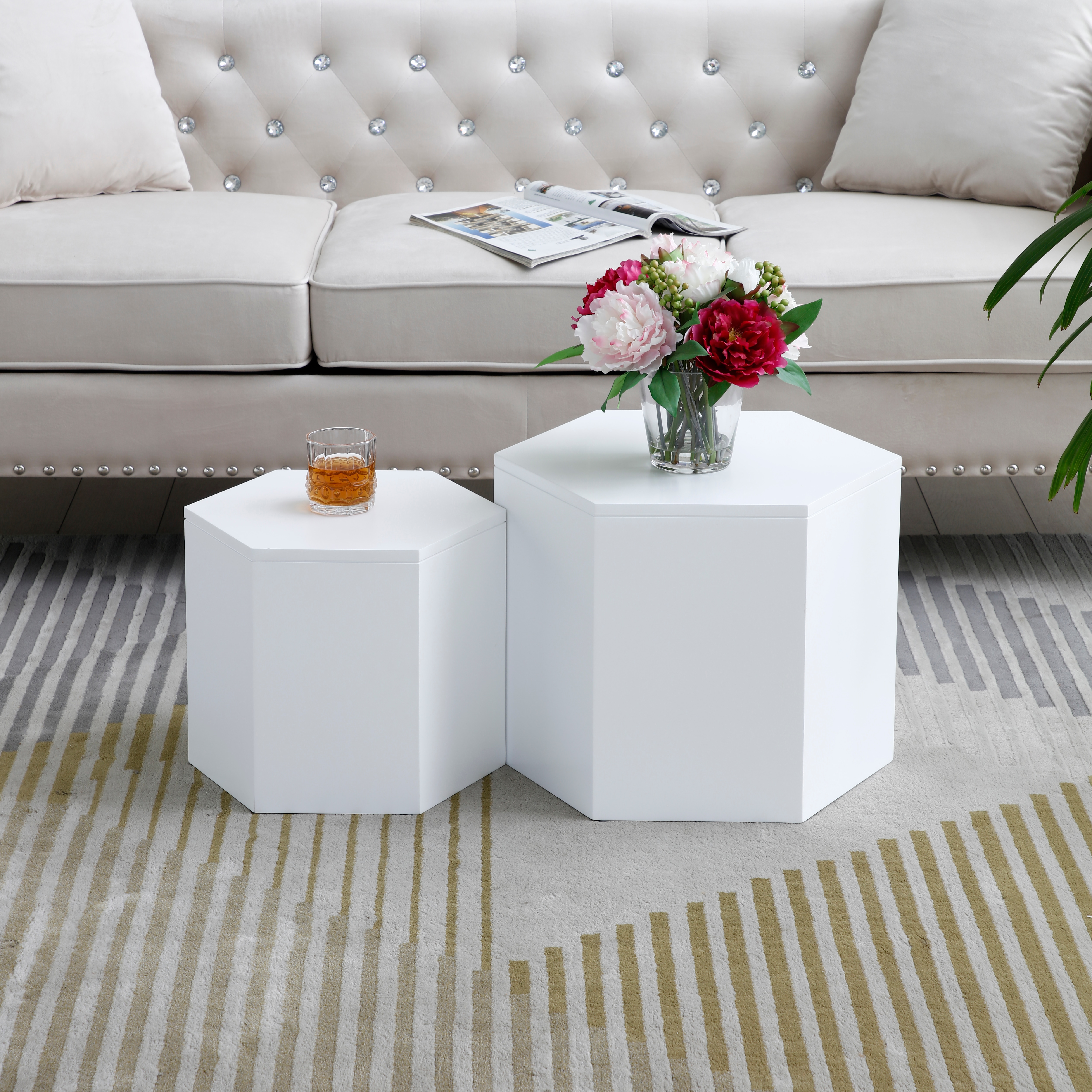 Coffee Tables,MDF with ash/oak/walnut veneer side table/coffee table/end table/nesting table set of 2 for living room,office,bedroom, White, 2Colors Coffee Tables,MDF with ash/oak/walnut veneer side table/coffee table/end table/nesting table set of 2 for living room,office,bedroom, White, 2Colors